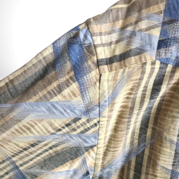 Jhane Barnes XXL Button-Down Shirt – 100% Cotton – Blue/Tan Plaid – Lightweight - Picture 8 of 10